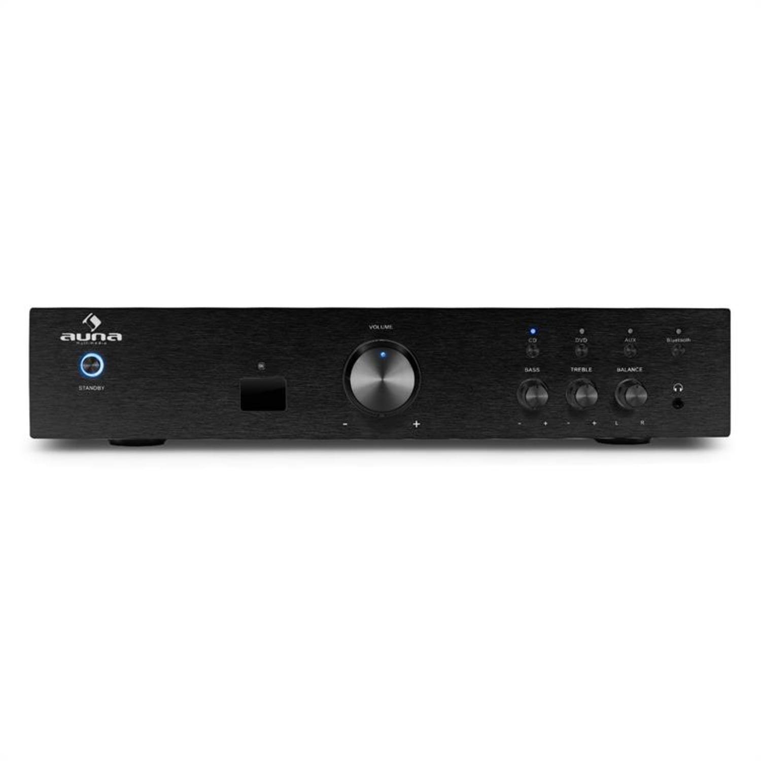 Auna AV2-CD508BT Audioverstärker (Anzahl Kanäle: 3 Stereo-Cinch-Line-Eingänge für CD-Player, DVD-Player sowie AUX-Quellen, 125 W, Digital Audio Bluetooth Verstärker HiFi Stereo Amplifier)