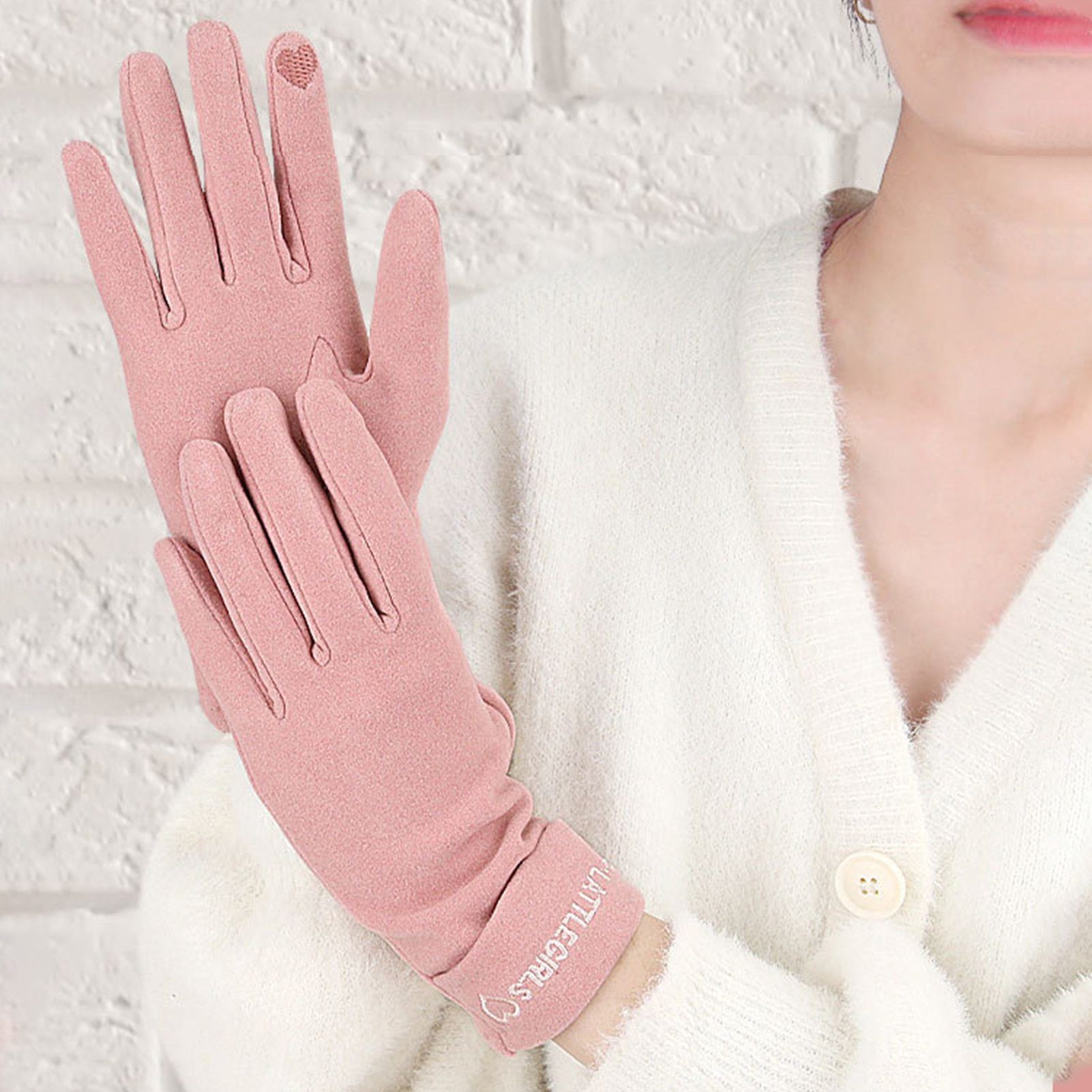Rutaqian Strickhandschuhe 1 Paar Damen Winter Touchscreen Handschuhe Warm Fleece Gefüttert Warme Fingerhandschuhe für Damen Sport