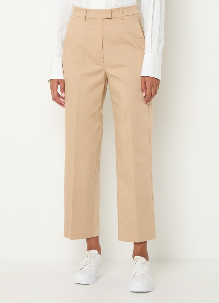 Calça cropped de cintura alta e corte reto Taifun em mistura de lyocell com bolsos laterais.