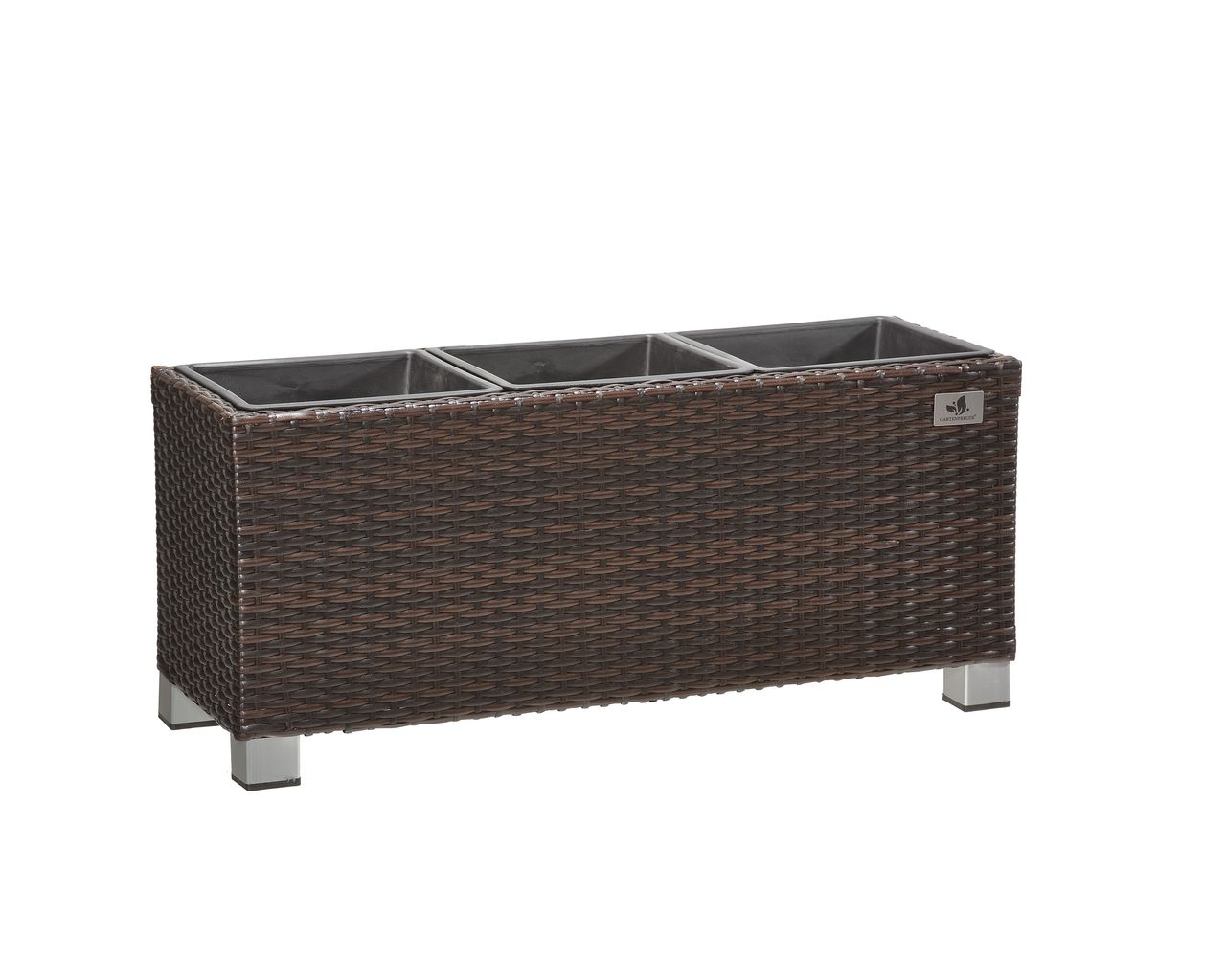 Weles Pflanzkübel Polyrattan 78 x 27 x 34 cm, für Innen und Außen, Kunststoffeinsatz, bicolour braun