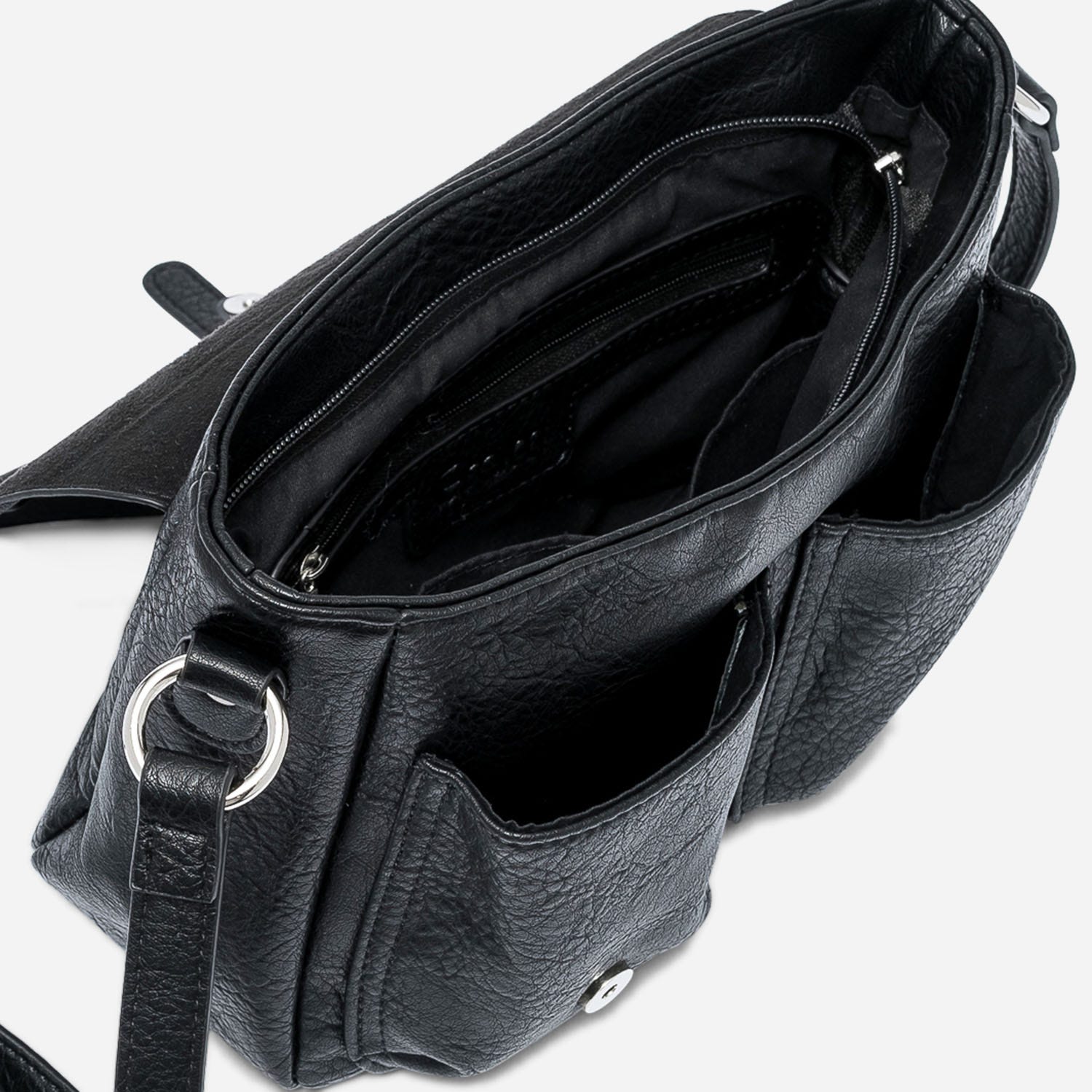 Sac bandoulière noir à double boucle