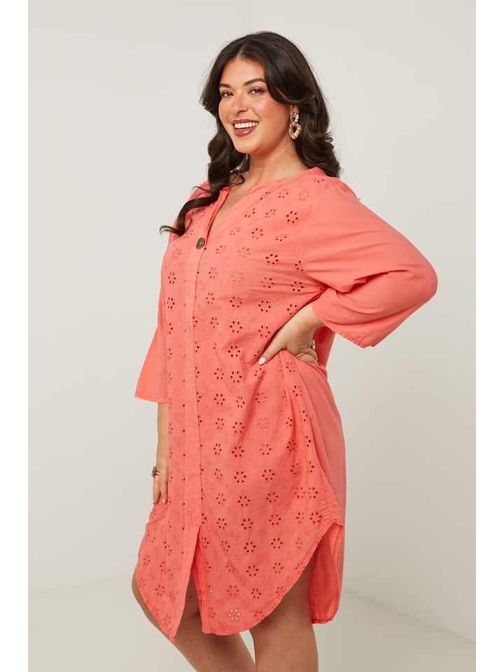 Curvy Lady Kleid in Koralle günstig kaufen