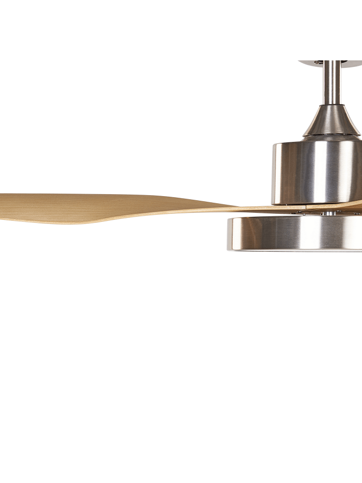 Beliani Deckenventilator mit Licht BANDERAS in Silber/Heller Holzfarbton günstig kaufen onesize