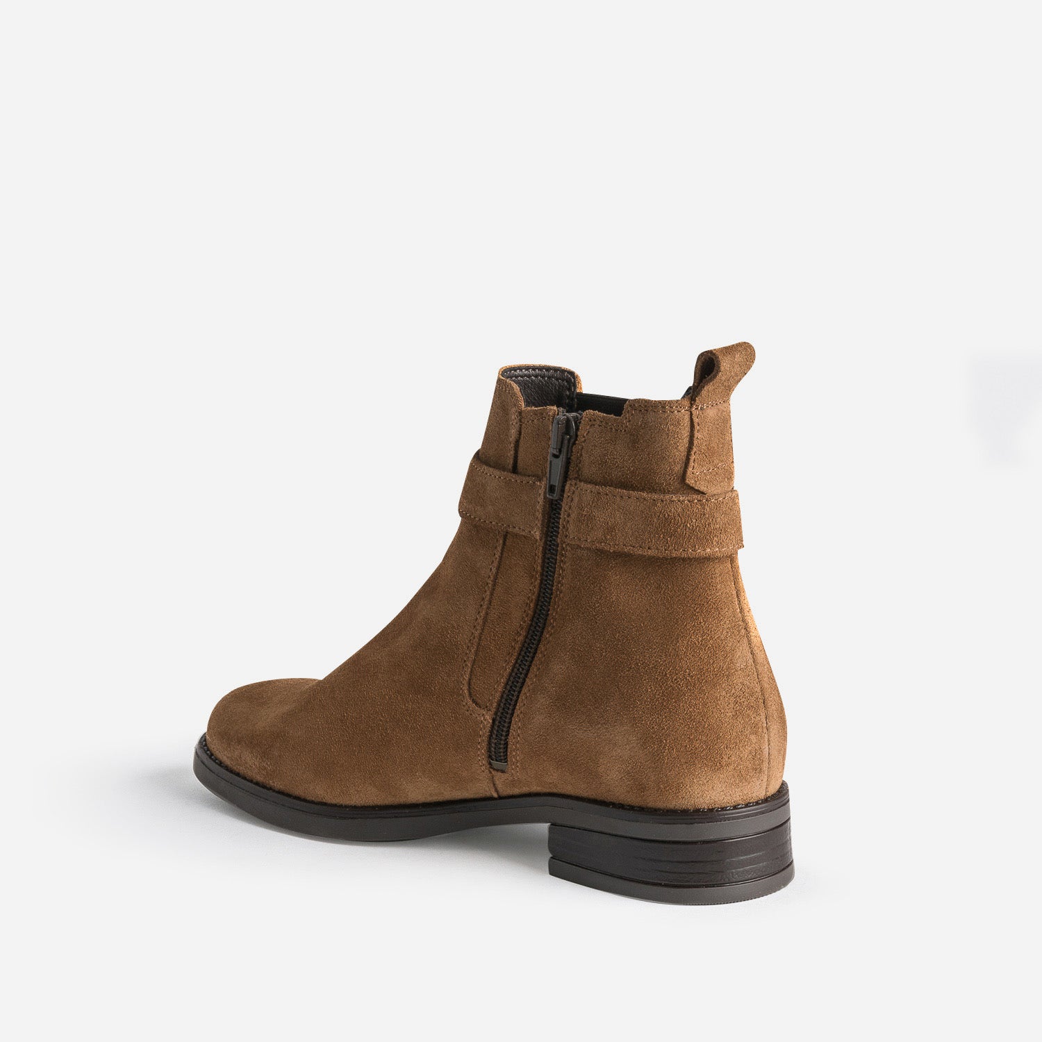 Boots cognac en cuir velours