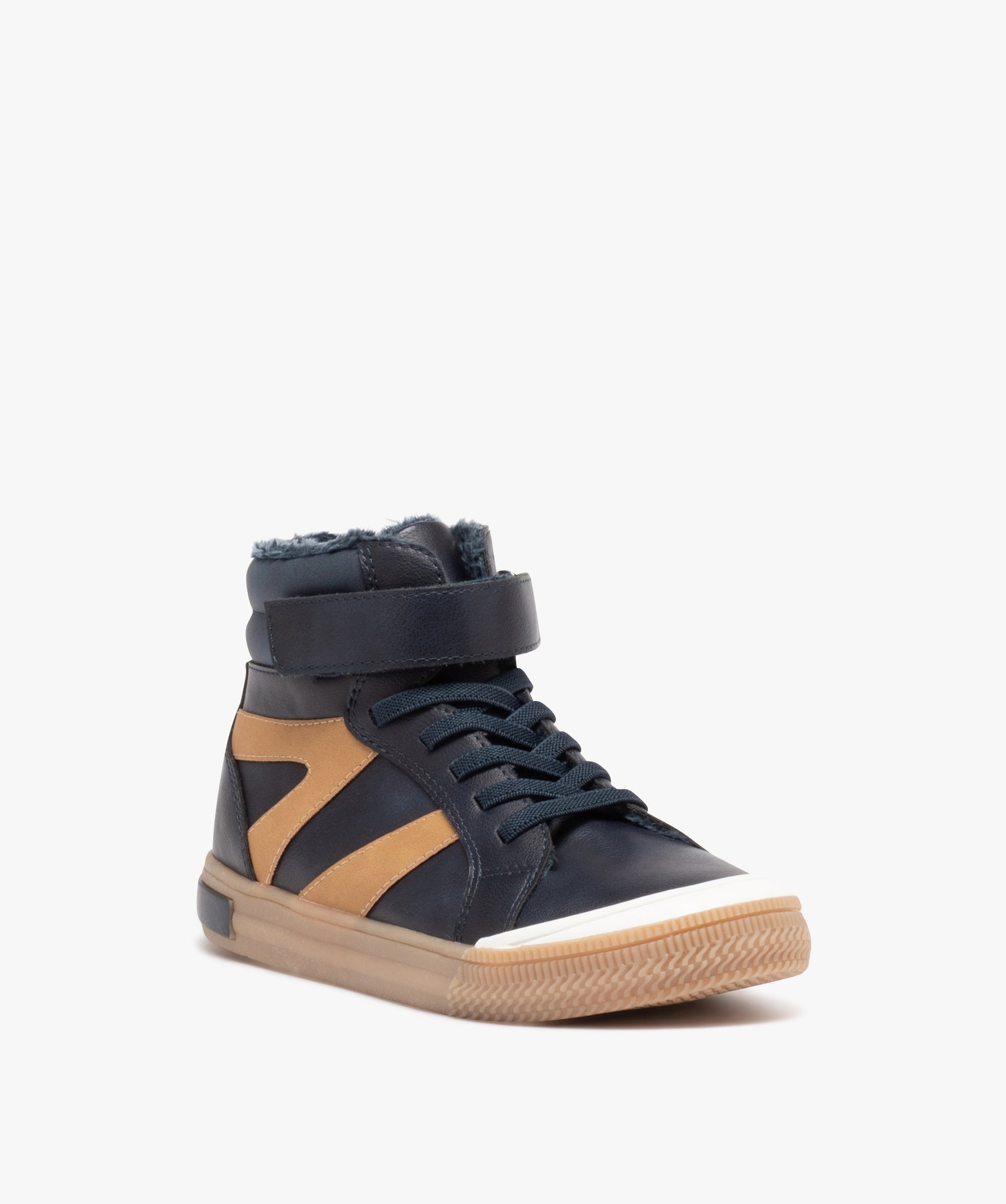Boots fourrées à scratch look sportswear Garçon marine | GEMO