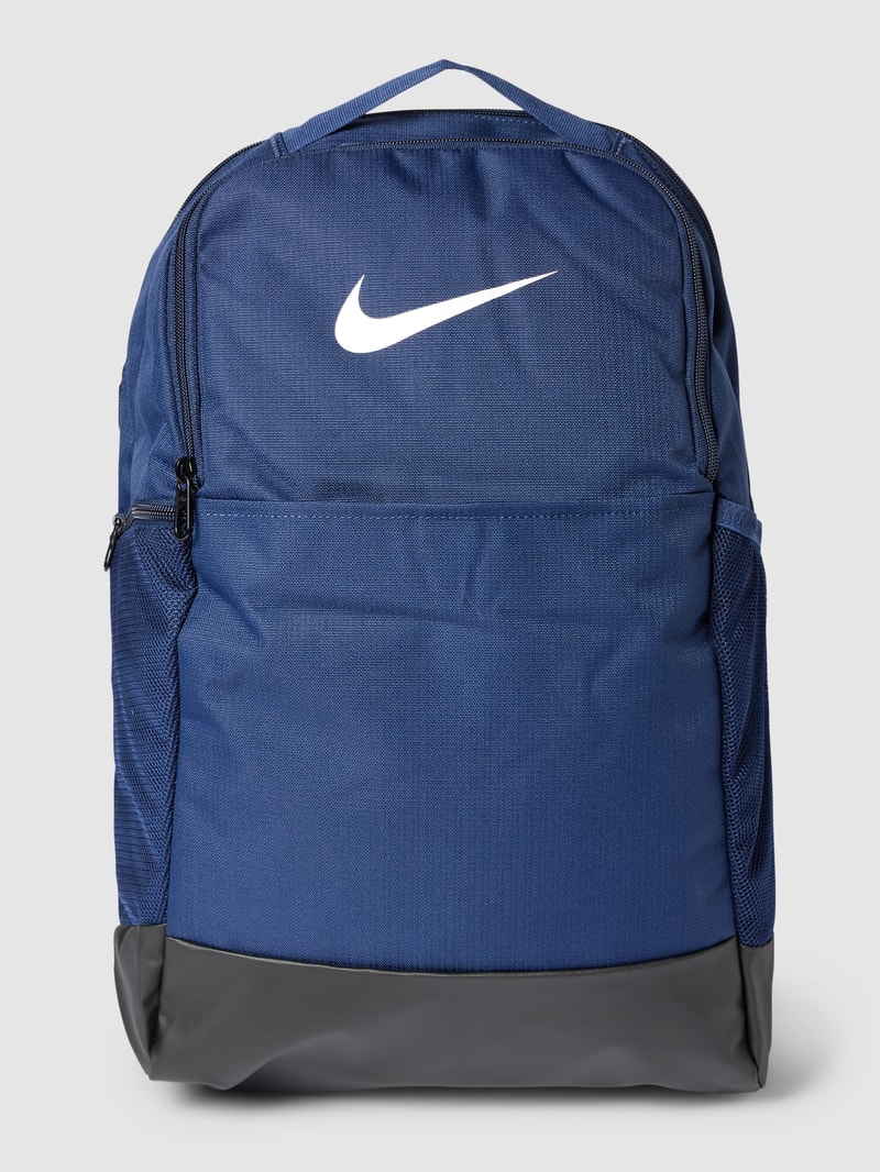 Rucksack mit Label-Print Modell 'Brasilia' in dunkelblau