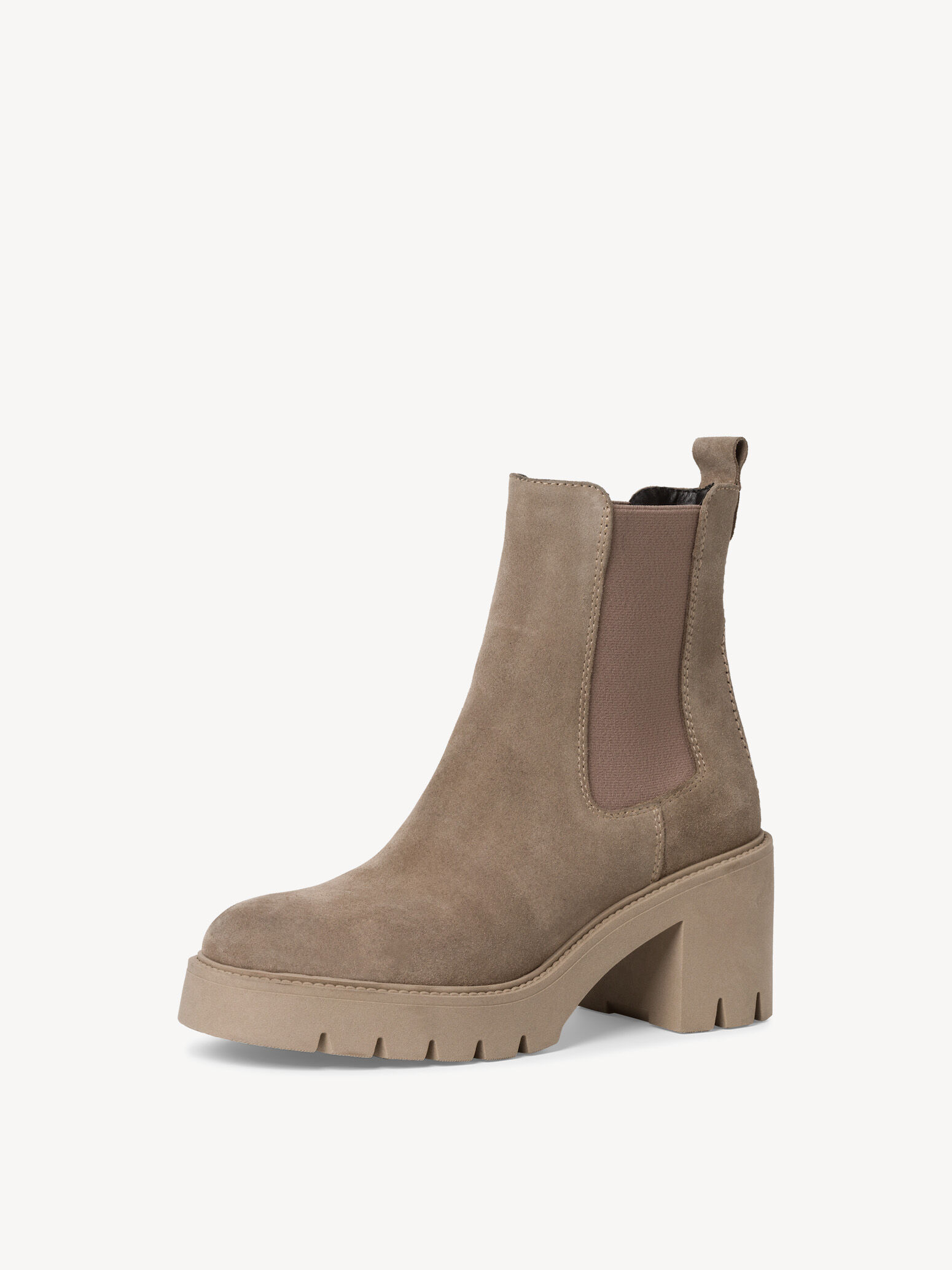 Bottine Chelsea en cuir - beige