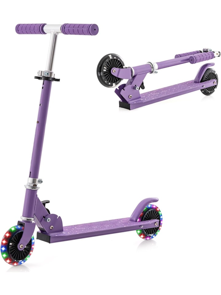 COSTWAY Scooter mit LED-Räder ab 3 Jahren in Lila günstig kaufen 66 cm