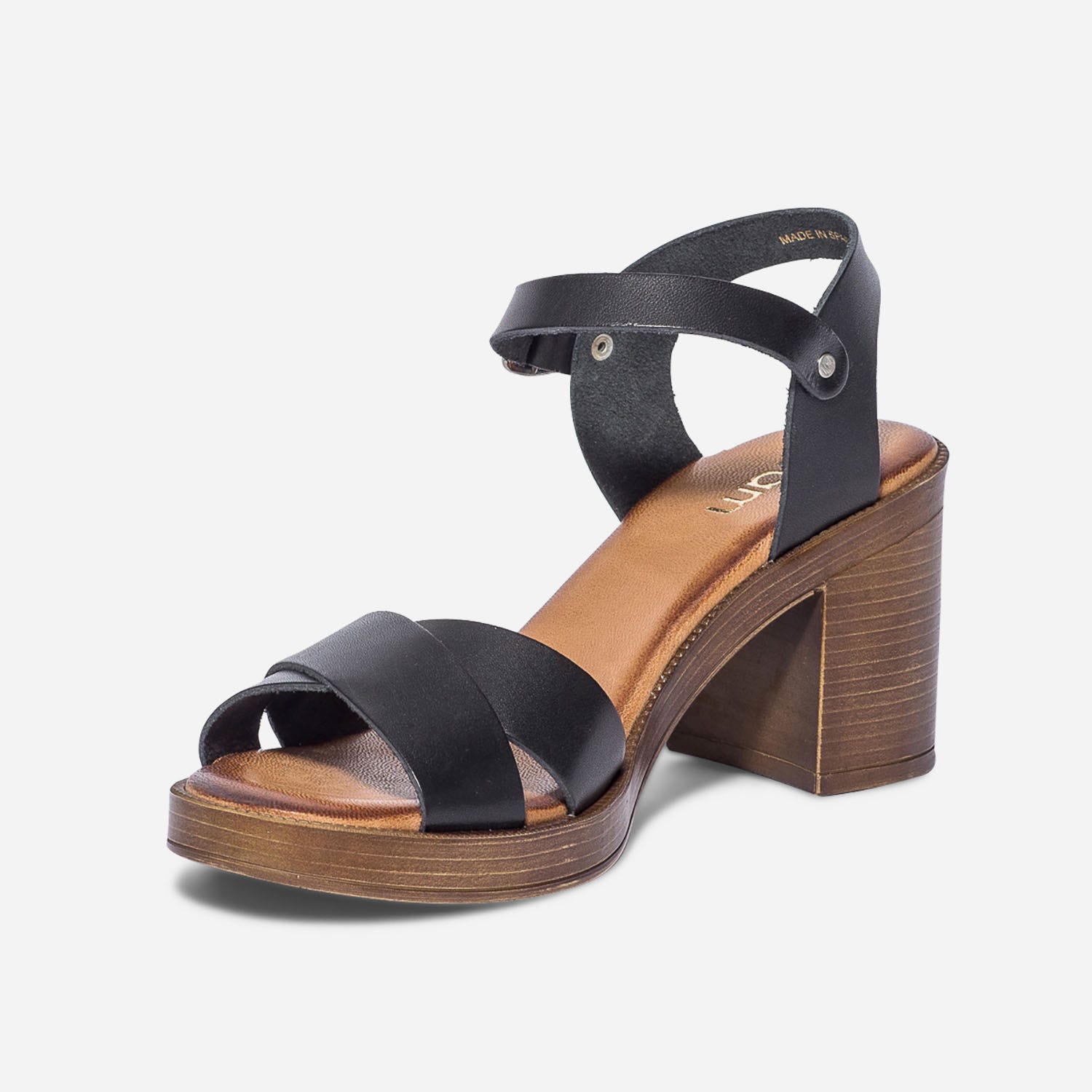 Sandale noire en cuir