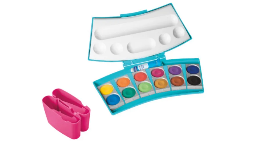 Pelikan Deckfarbkasten ProColor mit 12 Farben blau/pink