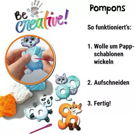 Pompon-Tiere - Bastelset für Kinder ab 6 Jahren
