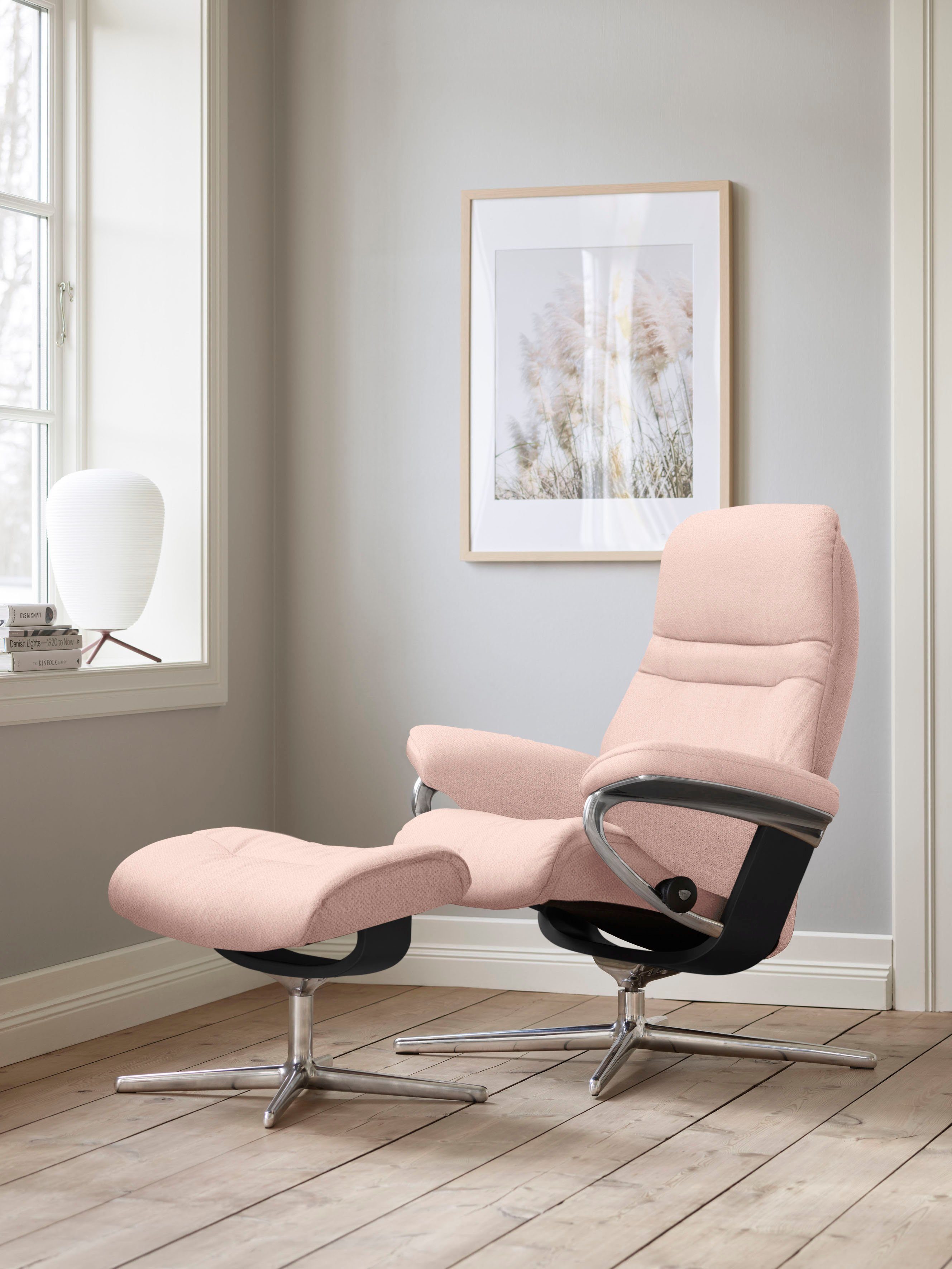 Stressless® Relaxsessel Sunrise (Set, Relaxsessel mit Hocker), mit Hocker, mit Cross Base, Größe S, M & L, Holzakzent Schwarz