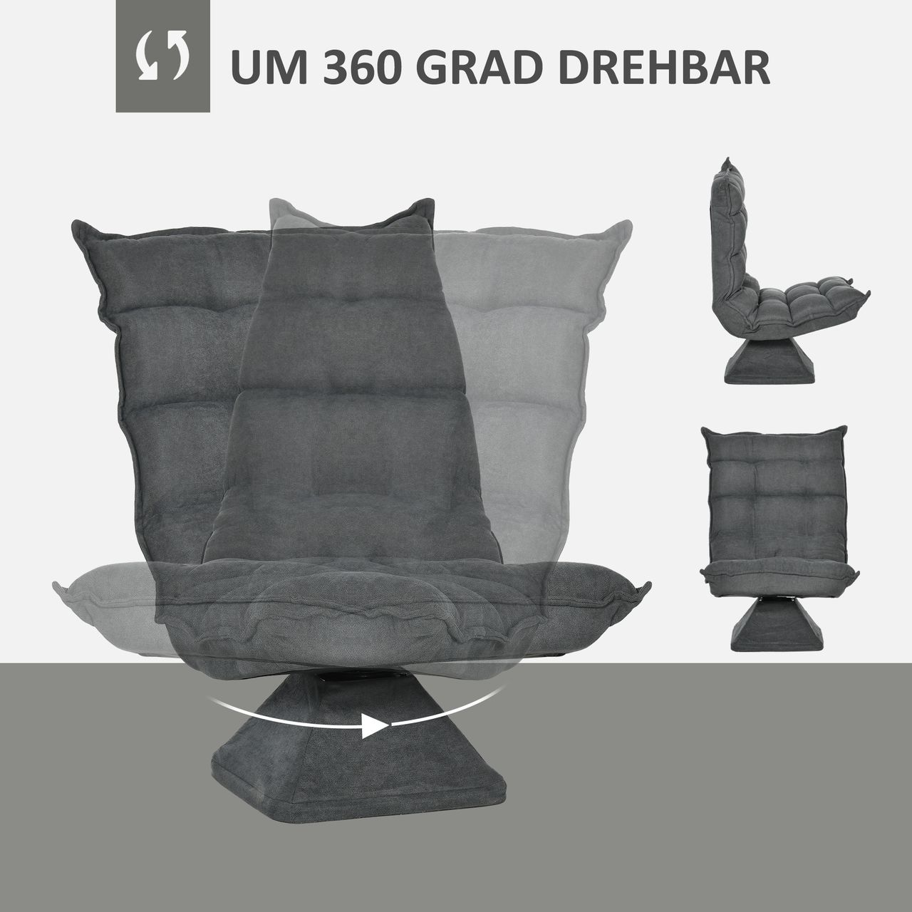 HOMCOM Bodenstuhl Bodensofa mit Verstellbarer Rückenlehne für Wohnzimmer, Büro