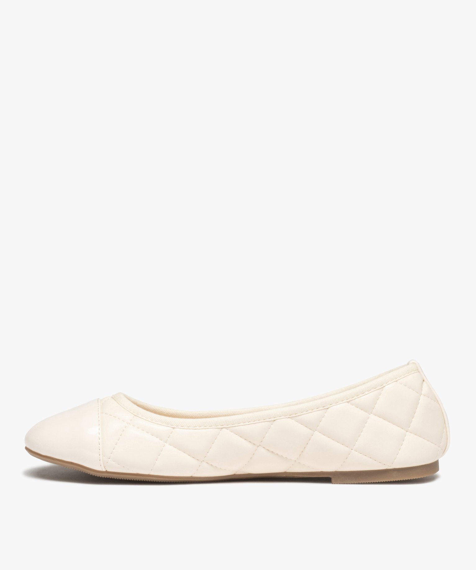 Ballerines femme avec effet matelassé et bout verni beige | GEMO