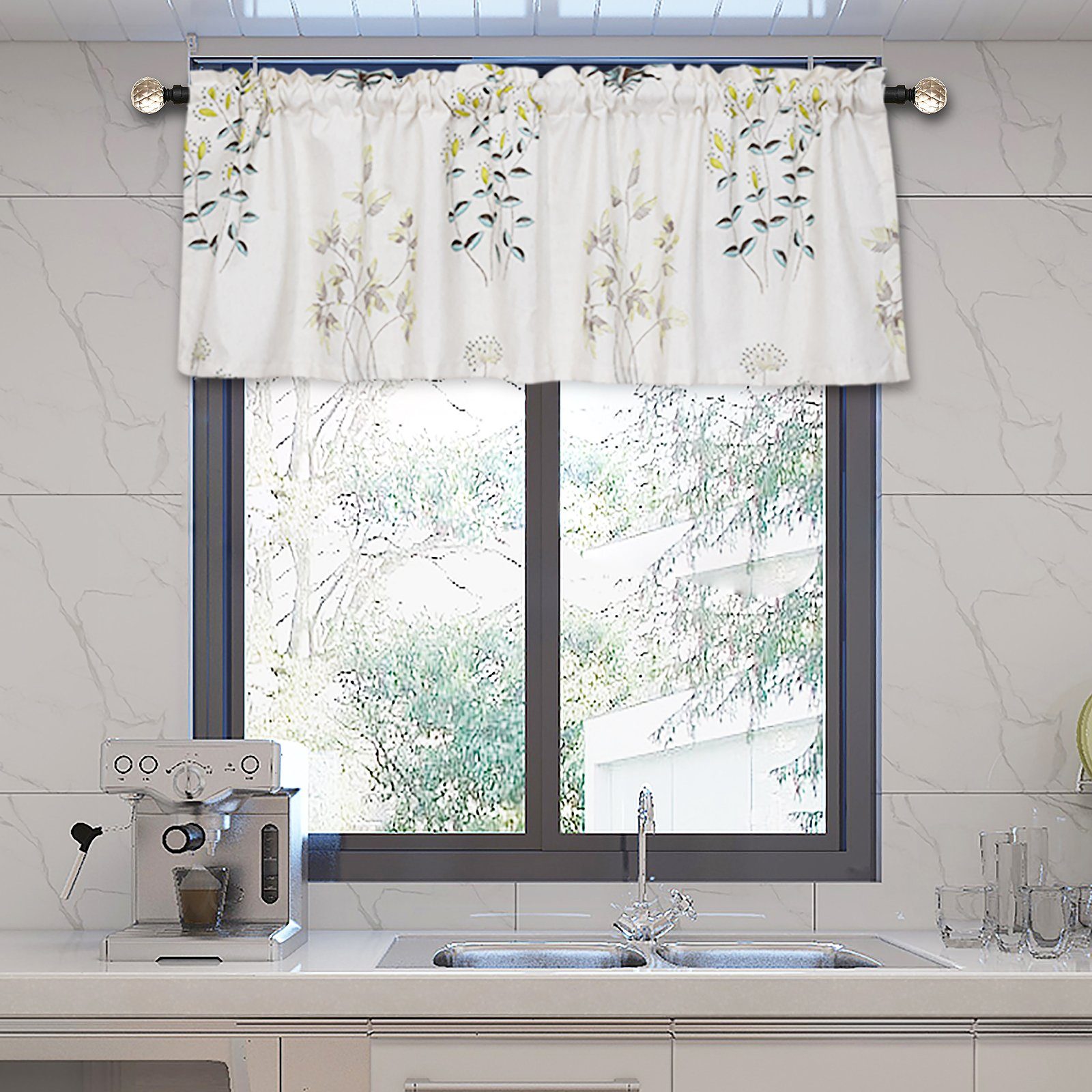 Scheibengardine F12WH00132, HOMEIDEAS, Stangendurchzug (1 St), verdunkelnd, Polyester, Kleiner Gardine, kurz Verdunkelungsvorhang