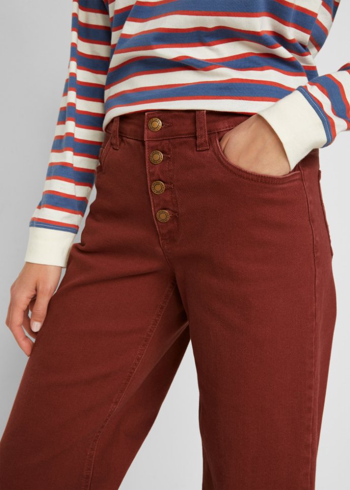 Stretch-Jeans Culotte, knöchelfrei