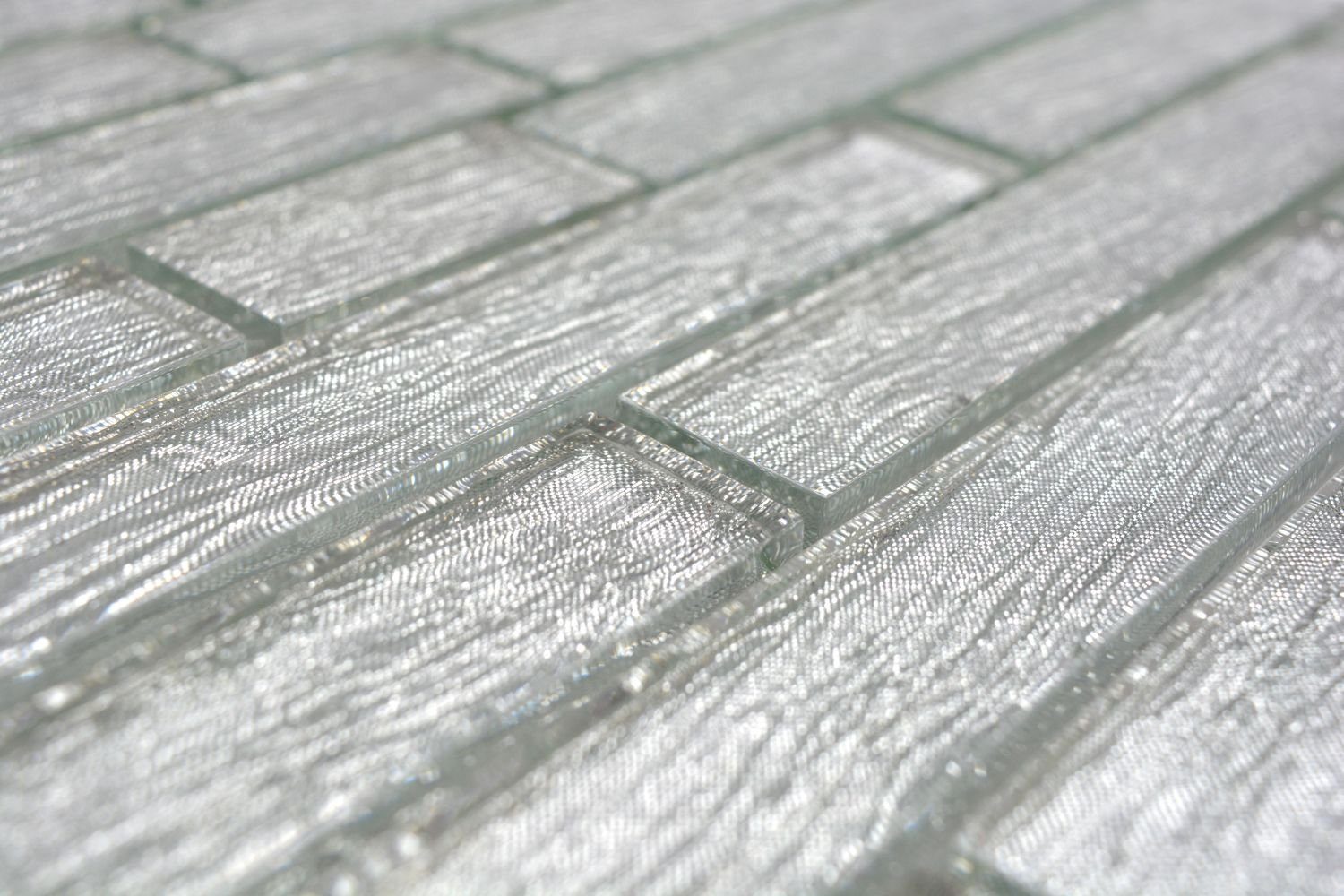 Mosani Mosaikfliesen Glasmosaik silber Mosaikfliese Fliesenspiegel Verbund Glasmosaik