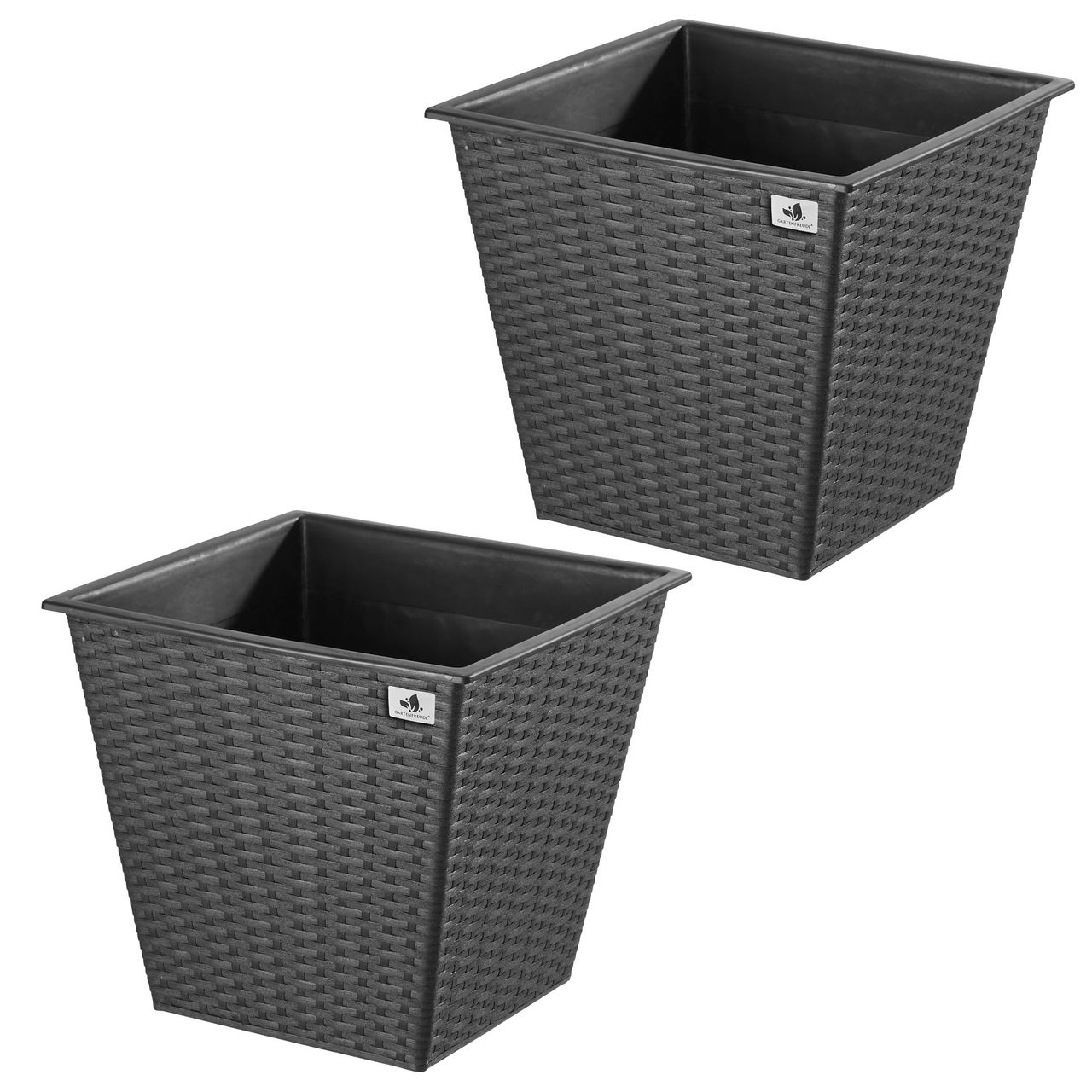 Weles Pflanzkübel aus Polyrattan 2er Set 41,5 x 41,5 x 38 cm, anthrazit