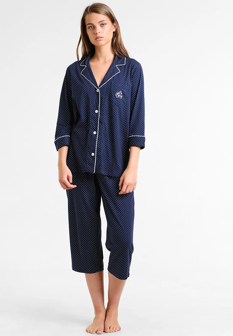 Conjunto clásico de cuello con muesca y mangas Heritage de Lauren Ralph Lauren - Pijamas