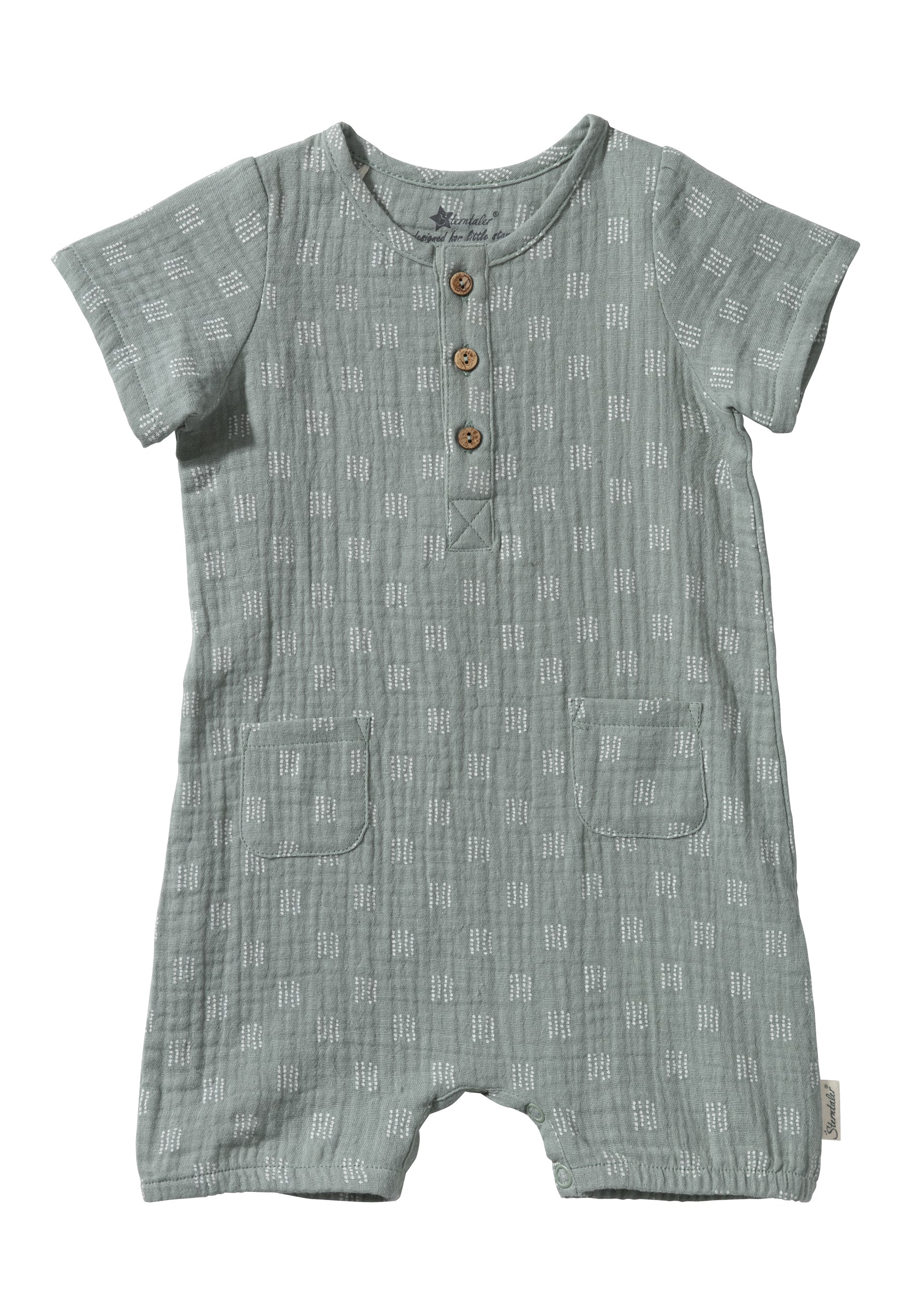 Jumpsuit aus Baumwollmusselin mit aufgesetzten Taschen