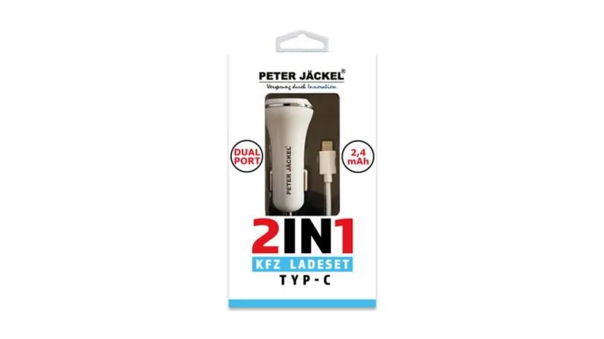 PETER JÄCKEL USB Car Charger Set 2in1 Dual Port 2.4A Typ-C White