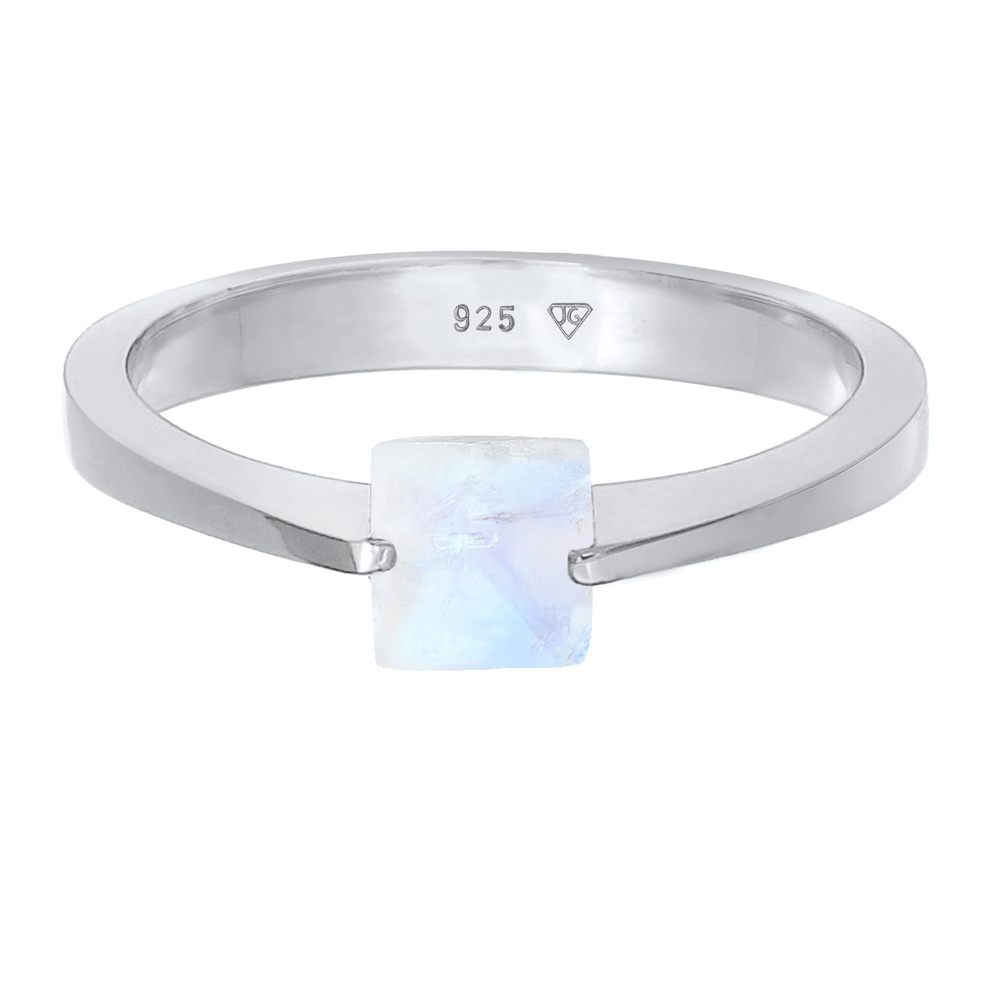 Elli PREMIUM Elli PREMIUM Bague Femmes Bande Solitaire Quadrilatère avec Pierre de Lune en Arg Bague