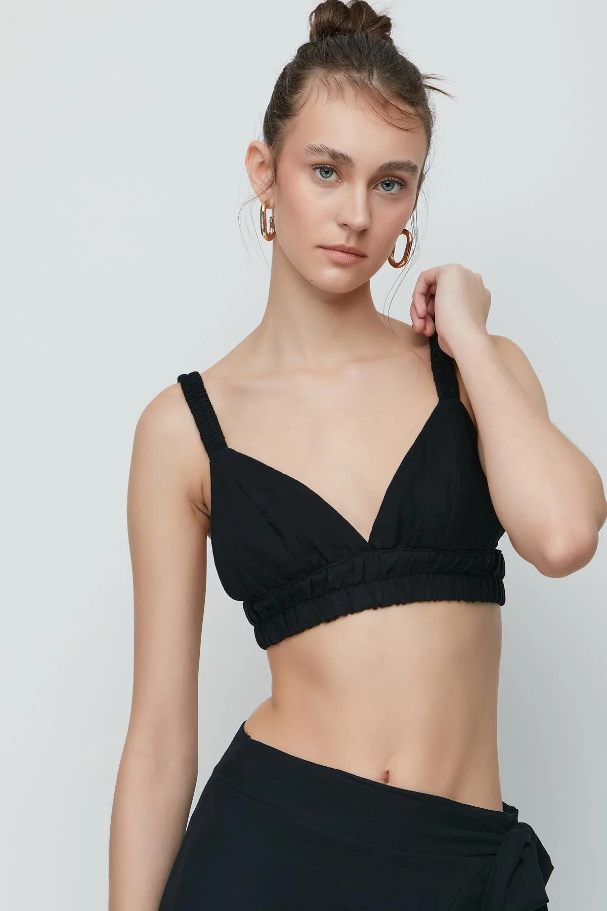 C&City  Bralette-Rock-Set aus Bio-Baumwoll-Musselin 9126 Schwarz