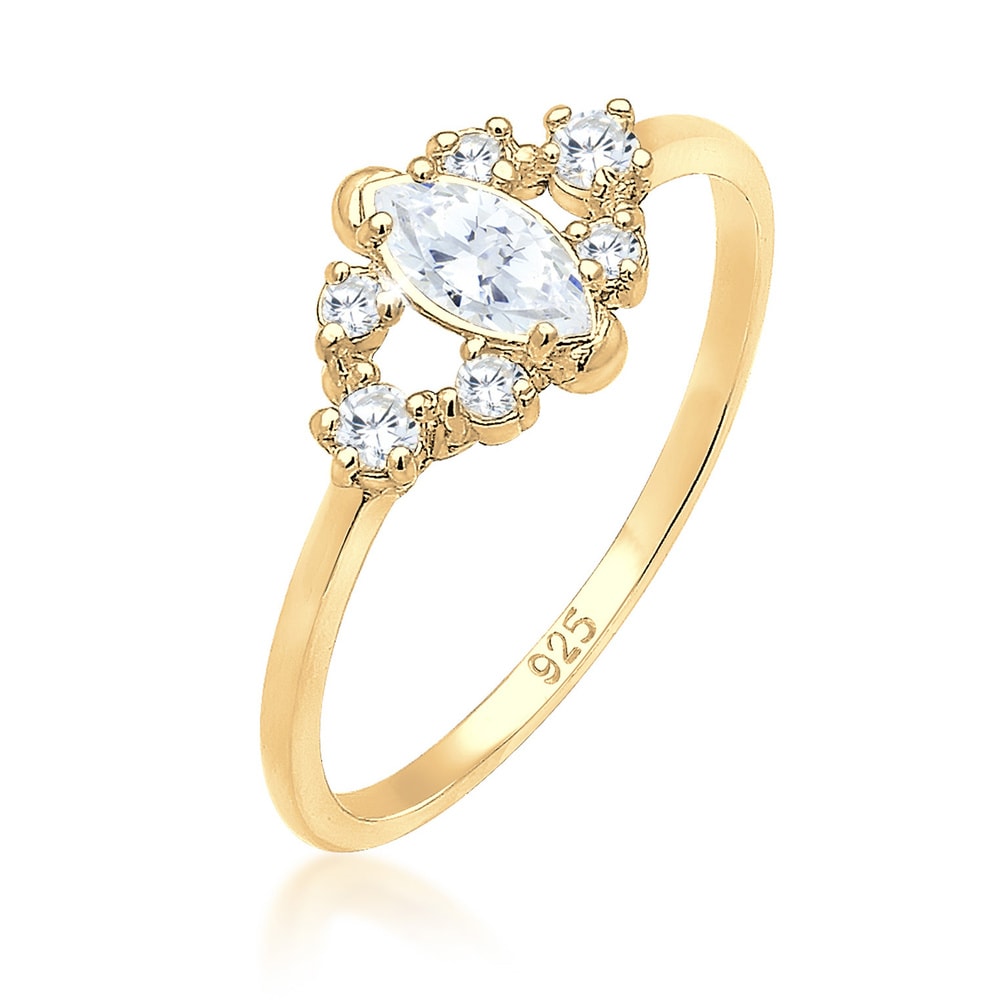 Elli Elli Bague Femme Motif Floral Ludique avec des Cristaux de Zircone en Argent Ster Bague