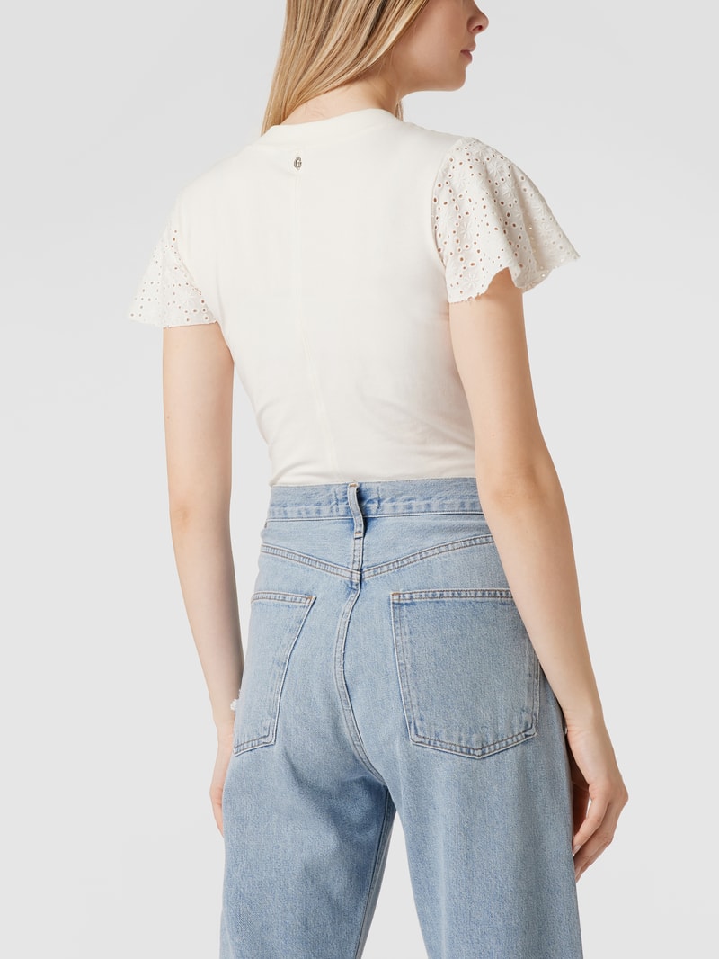 Body mit Lochstickerei in offwhite