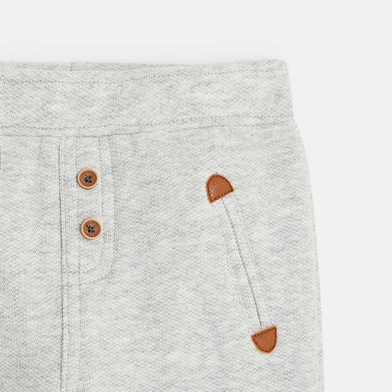 Jogpant molleton coton bio couleur gris bébé garçon