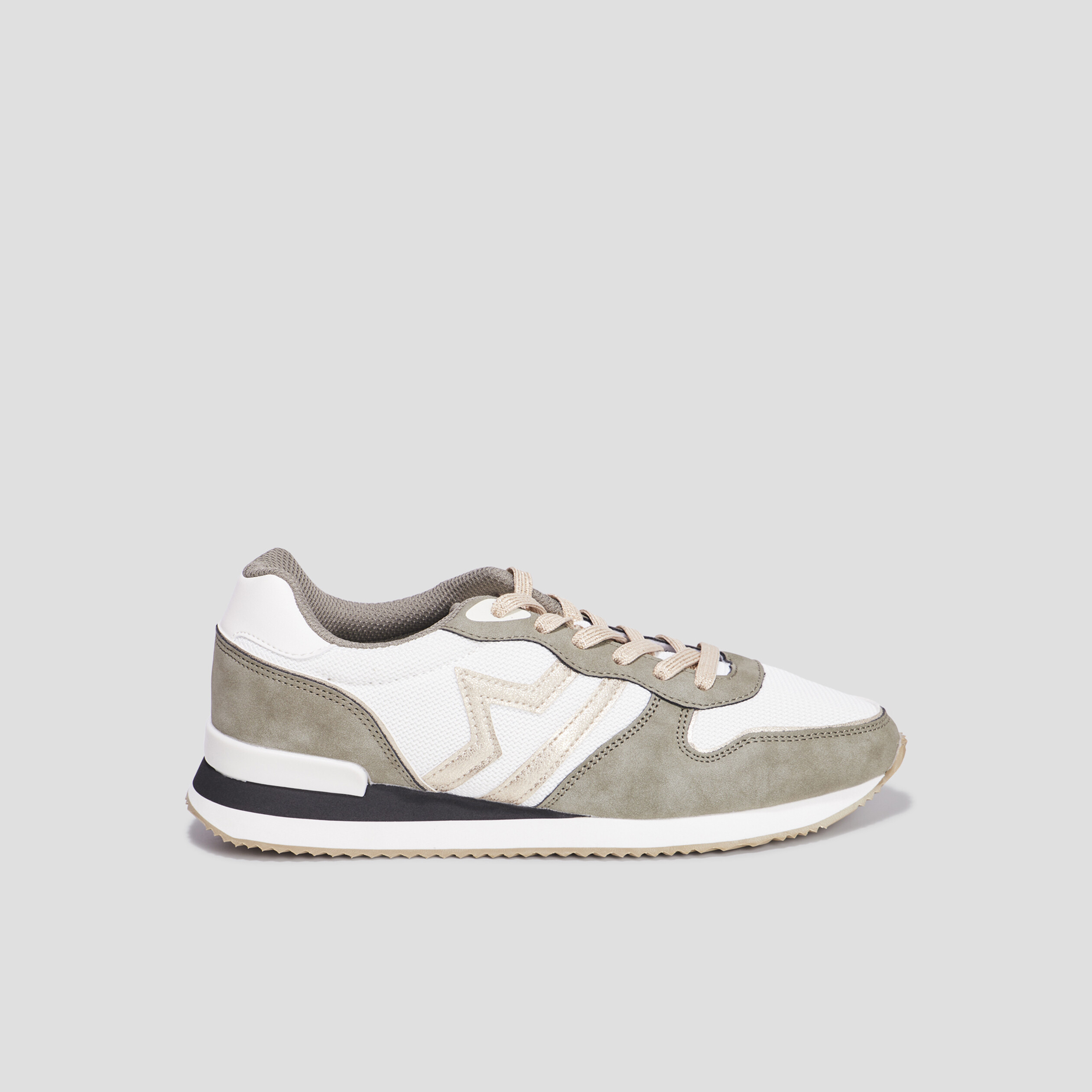 Baskets bi-matière à lacets Creeks vert kaki femme | La Halle