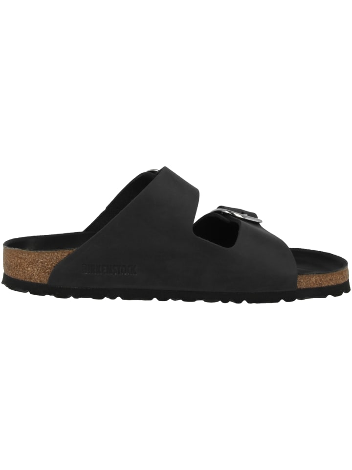 Birkenstock Sandale Arizona Big Buckle Geöltes Nubukleder Schmal in schwarz günstig kaufen
