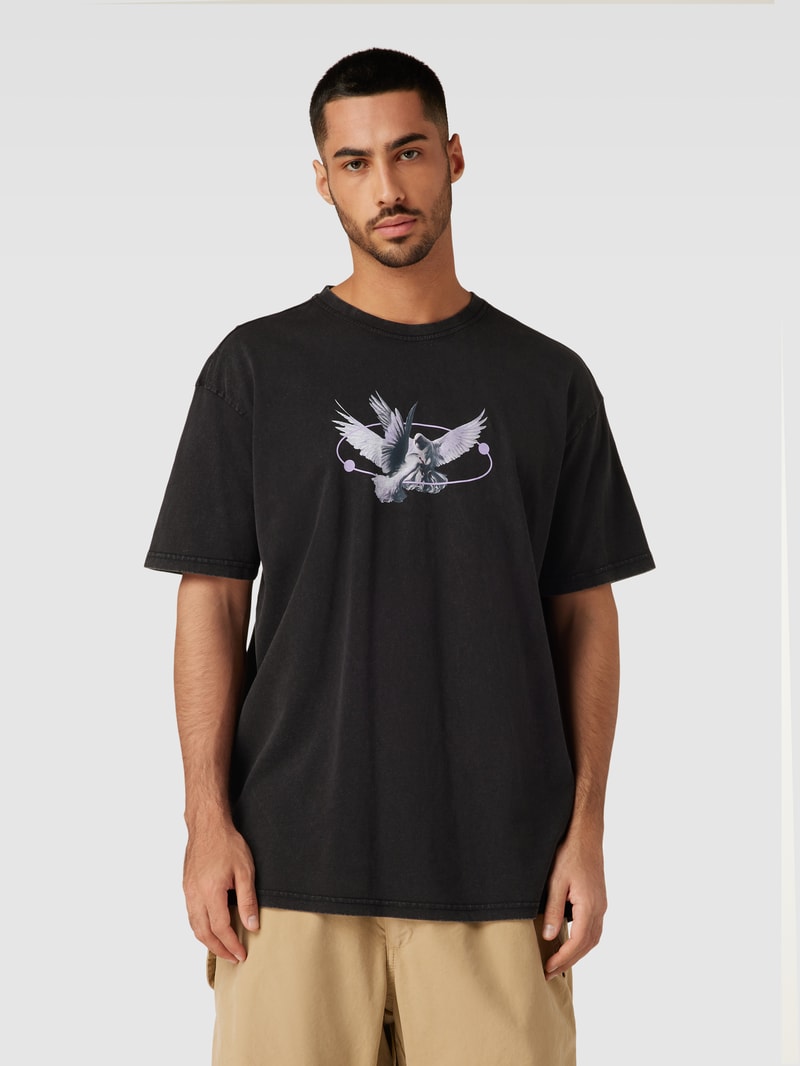 T-Shirt mit Motiv-Print Modell 'VIVE LE LIBERTÉ' in anthrazit