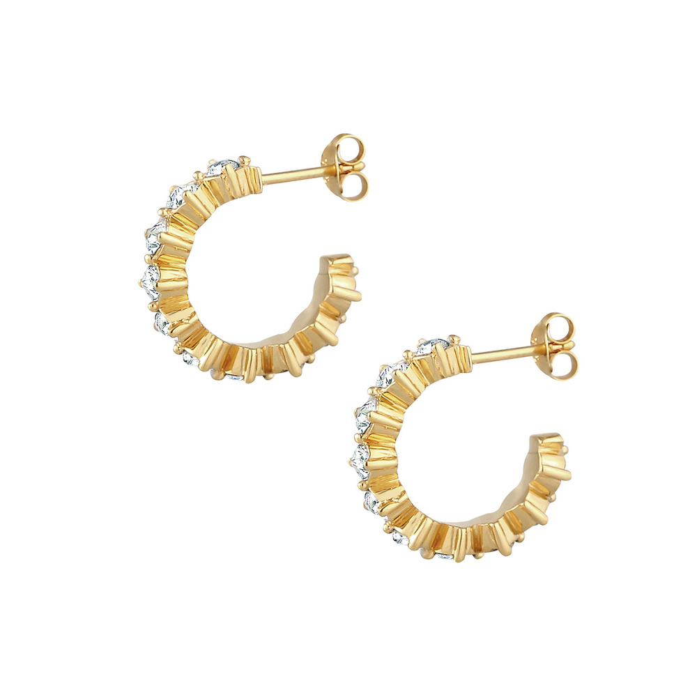 Elli Elli Boucles d'Oreilles Créoles Élégant avec des Cristaux  Boucles d'Oreille Femm Boucles d'oreilles