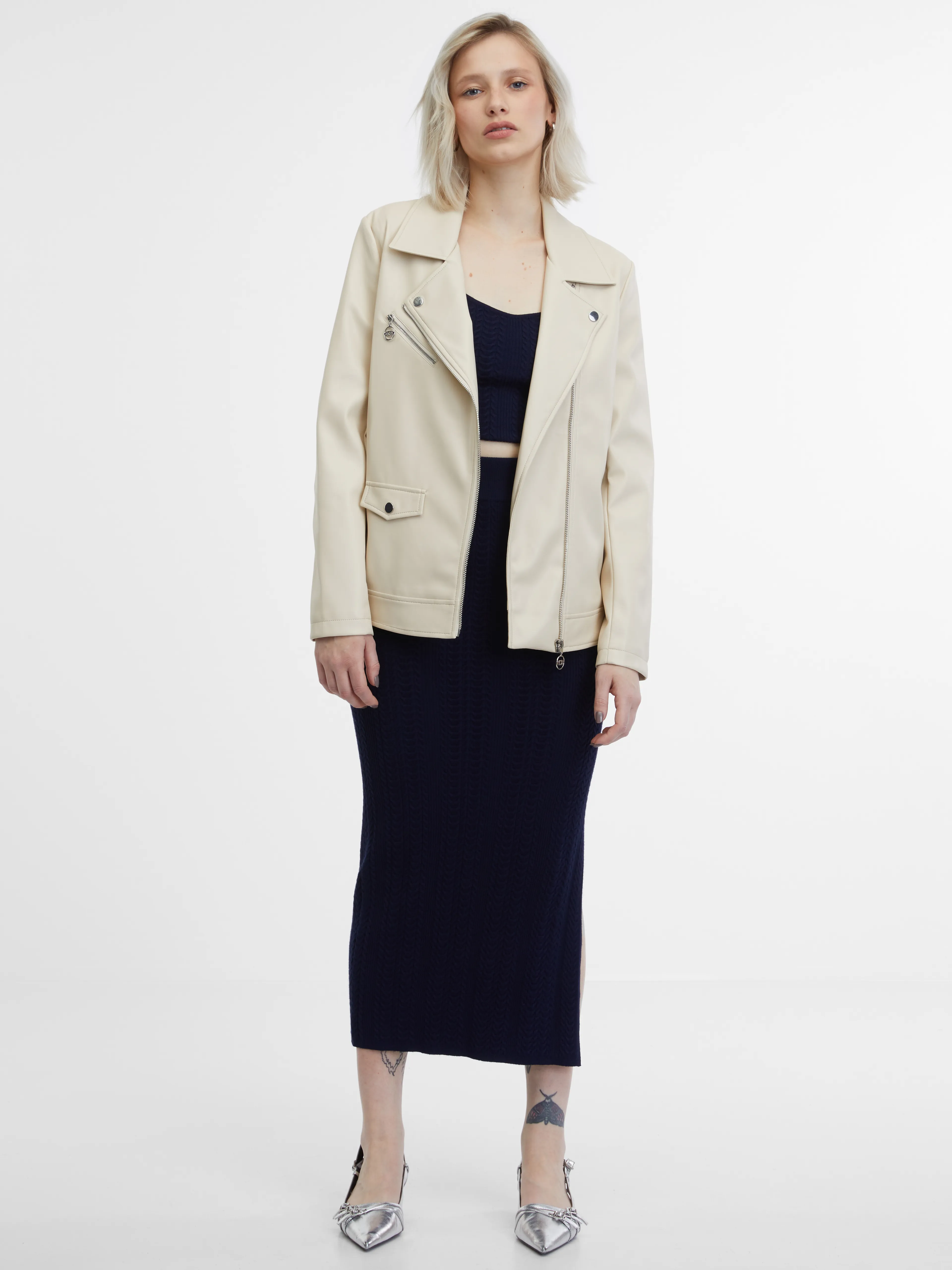 Beige Damen Lederjacke ORSAY