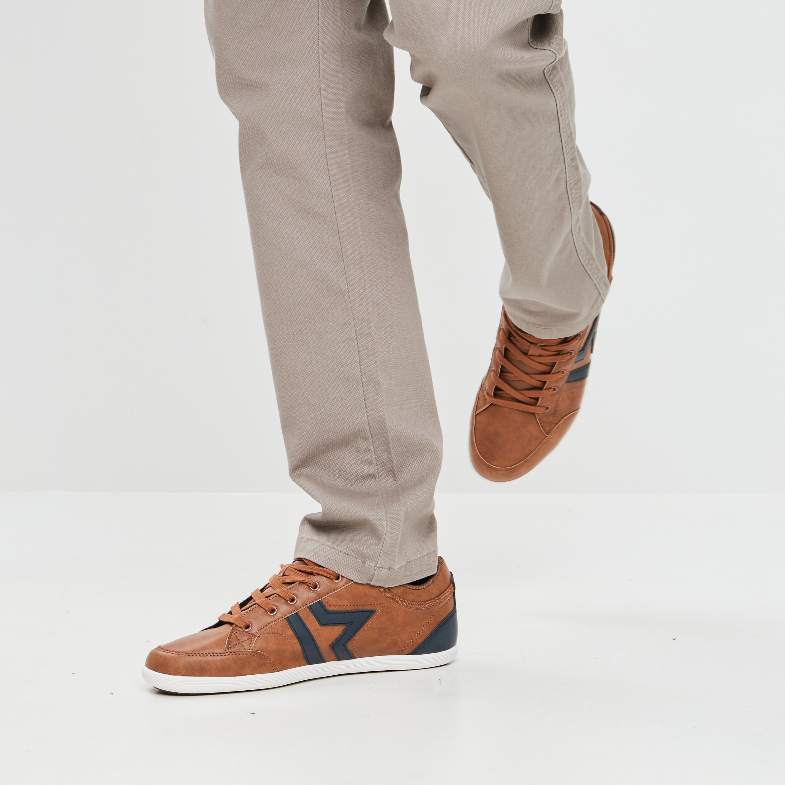 Baskets plates Creeks marron cognac homme | La Halle