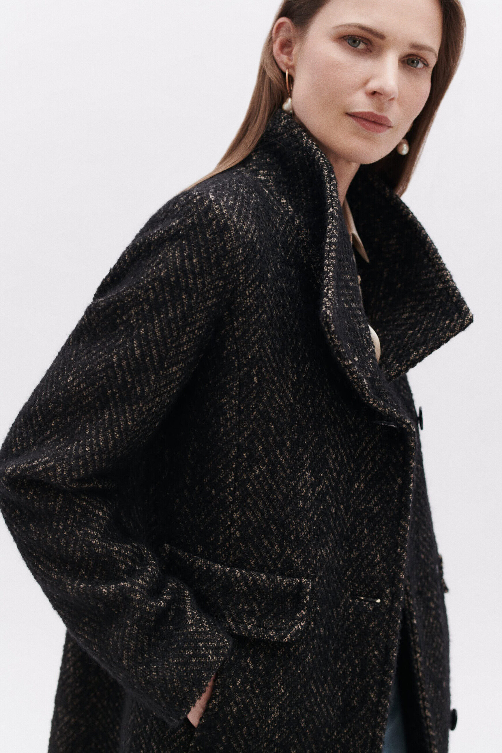 Manteau gali long noir femme