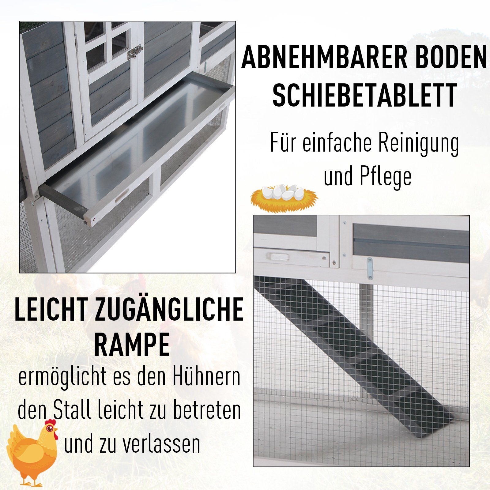 PawHut Kleintierstall Zwerghühnerstall mit kleinem Auslauf