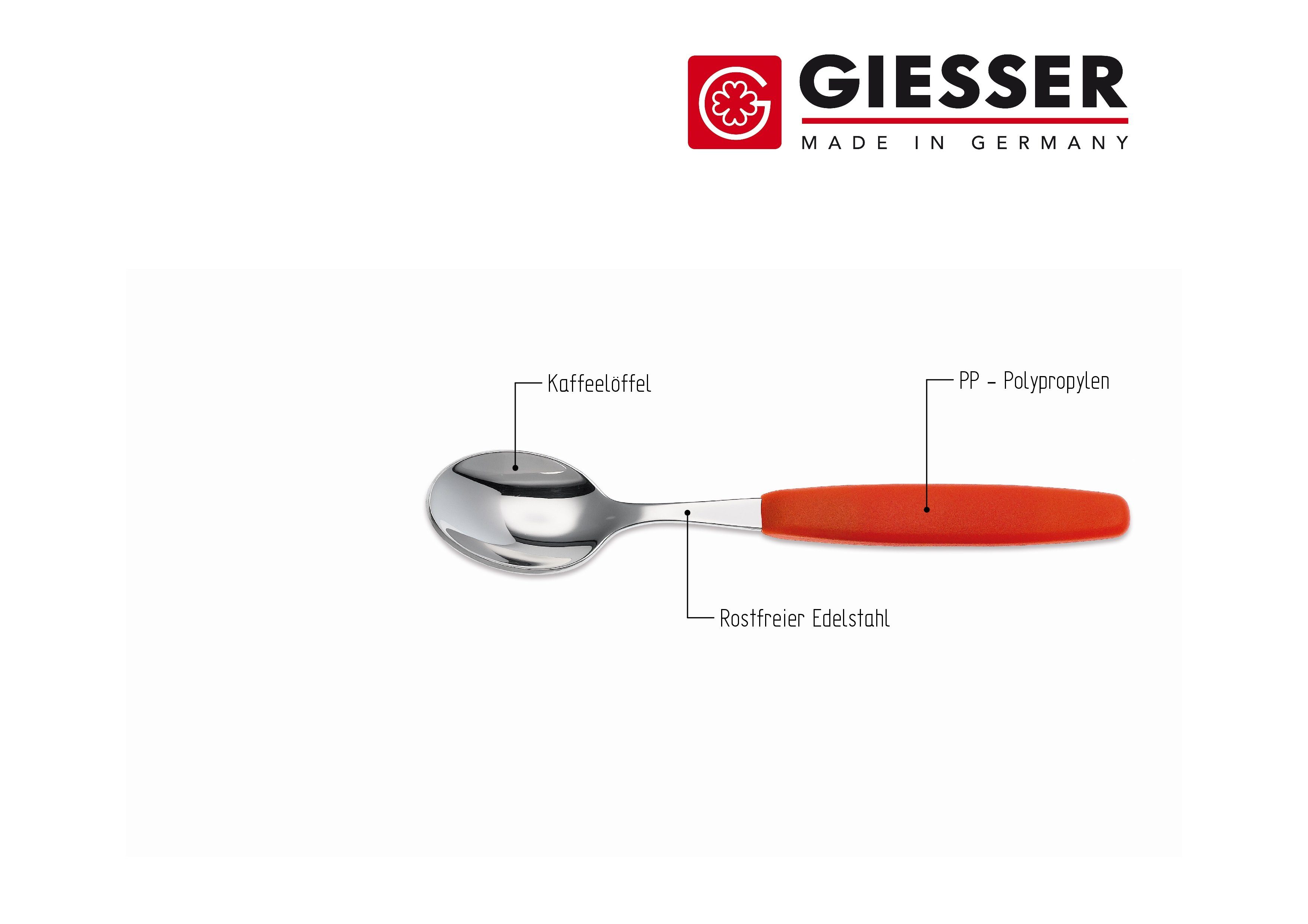 Giesser Messer Bestecklöffel Besteck Gabel, Teelöffel, Löffel, Kuchengabel (1 Stück), schönes Design, langlebig, kombinierbar, spülmaschinenfest