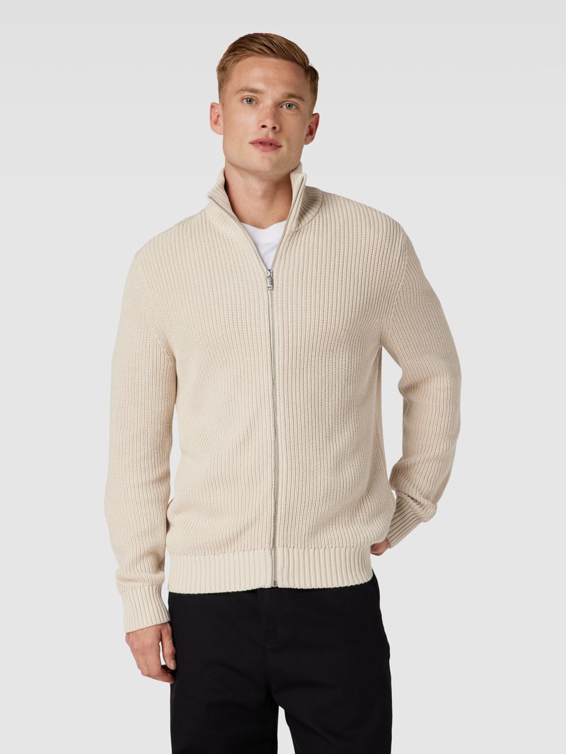 Strickjacke mit Stehkragen Modell 'MAIK' in sand