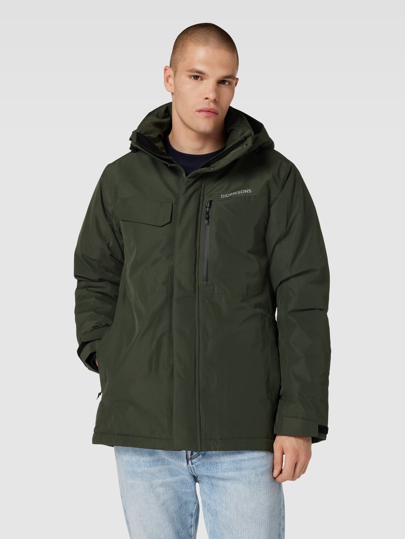 Jacke mit Label-Details Modell 'STEFAN' in olivgrün