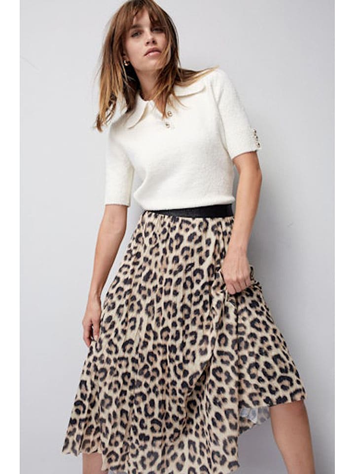 Oui Plisseerock in Beige günstig kaufen