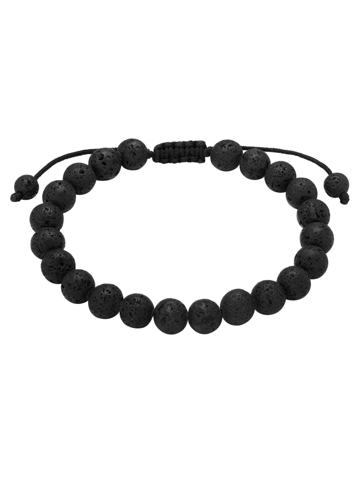 True Rebels Armband Lavastein schwarz in schwarz günstig kaufen 23 cm