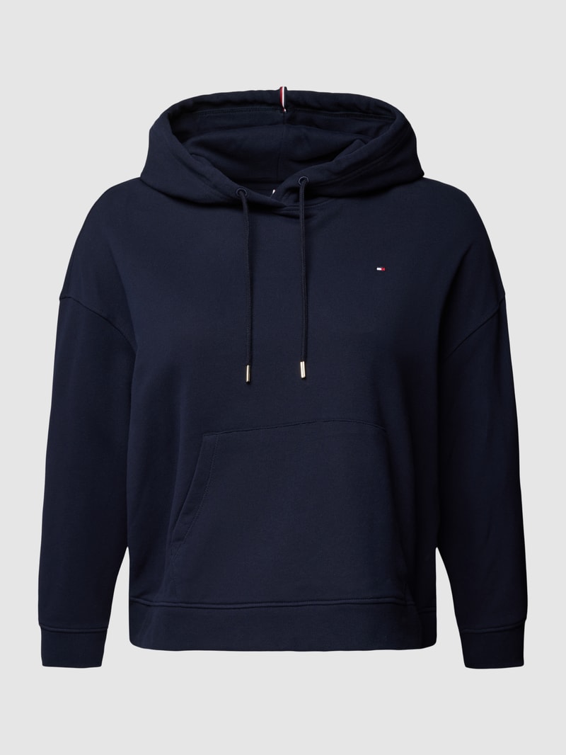 PLUS SIZE Hoodie mit Label-Stitching in marineblau