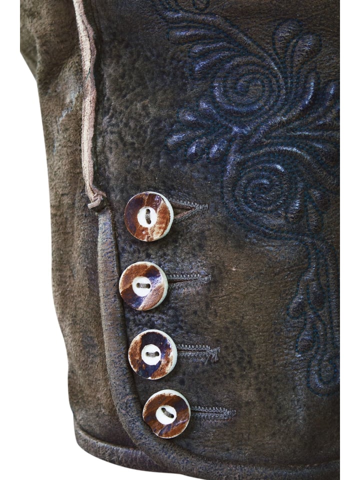 Edelnice Kurze Wildbock Lederhose Leon in dunkelbraun günstig kaufen