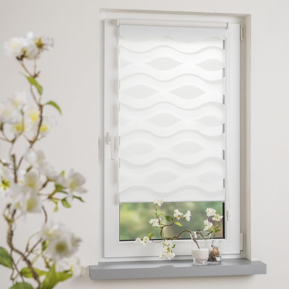 Bella Casa Klemmfix Duo-Rollo 90 x 150 cm 'wave' weiß