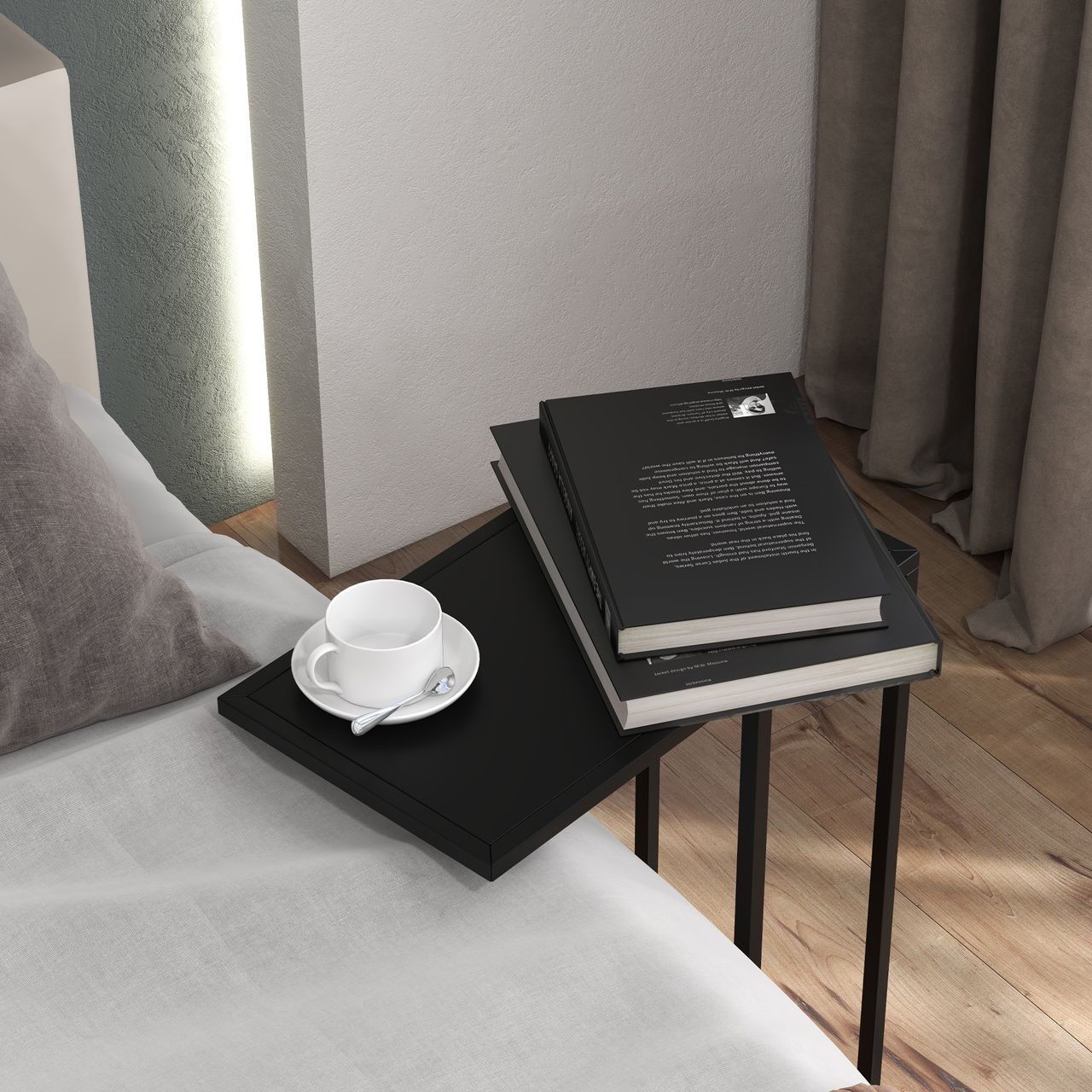 HOMCOM Beistelltisch Couchtisch in C-Form, Sofatisch Nachttisch mit Stahlgestell