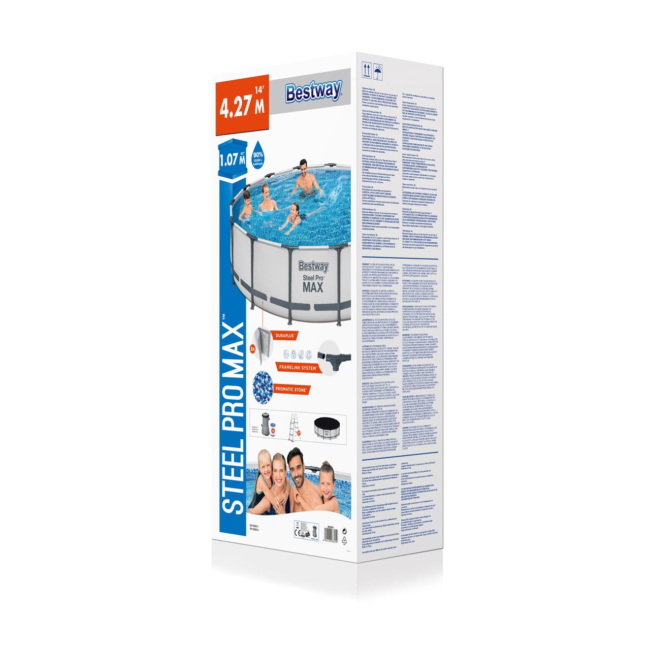 Bestway Steel Pro MAX™ Frame Pool Komplett-Set mit Filterpumpe Ø 427 x 107 cm, lichtgrau, rund