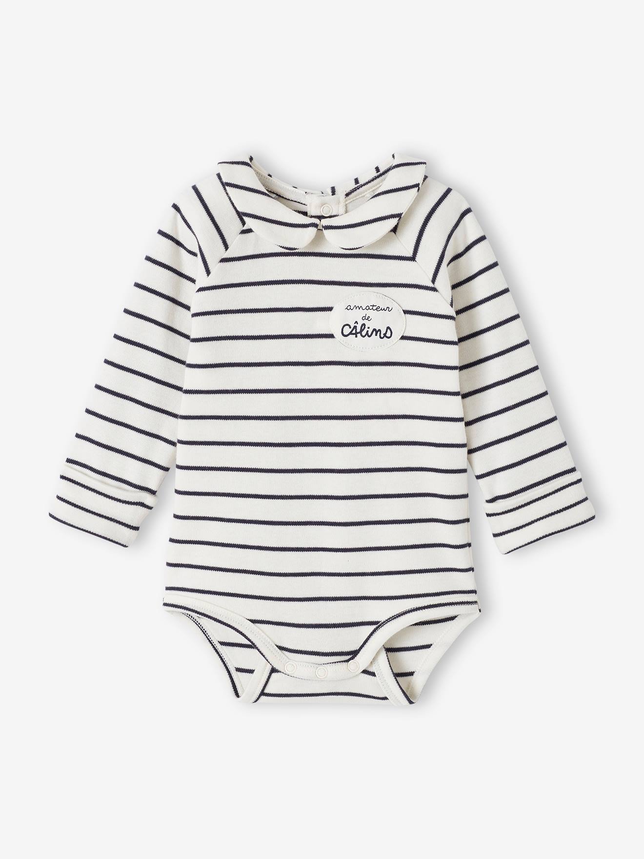 Body rayé évolutif bébé manches longues écru