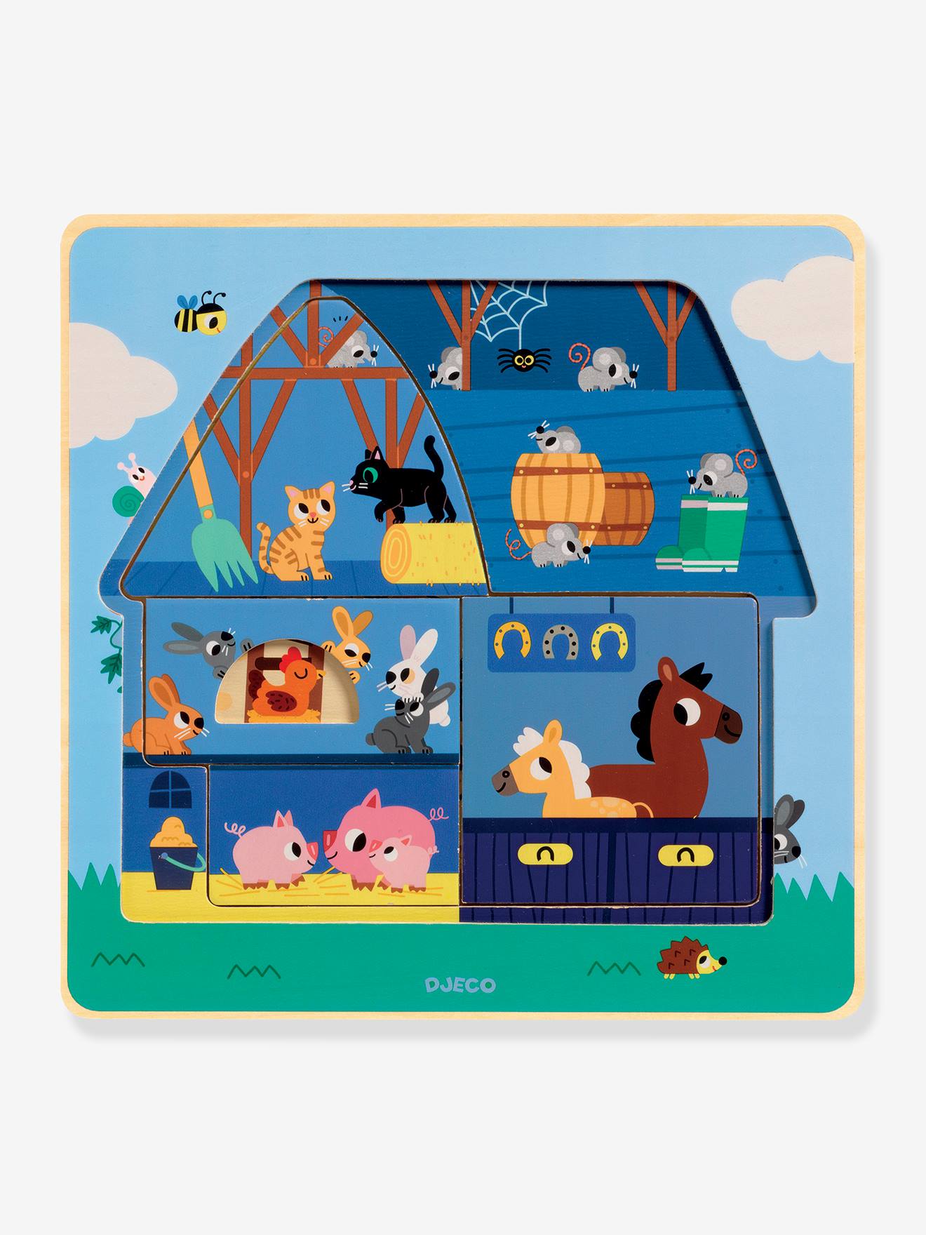 Djeco Schichtpuzzle CHEZ MOO DJECO - blau